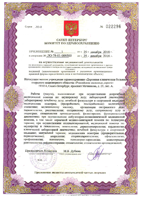 Лицензия РЖД-медицина