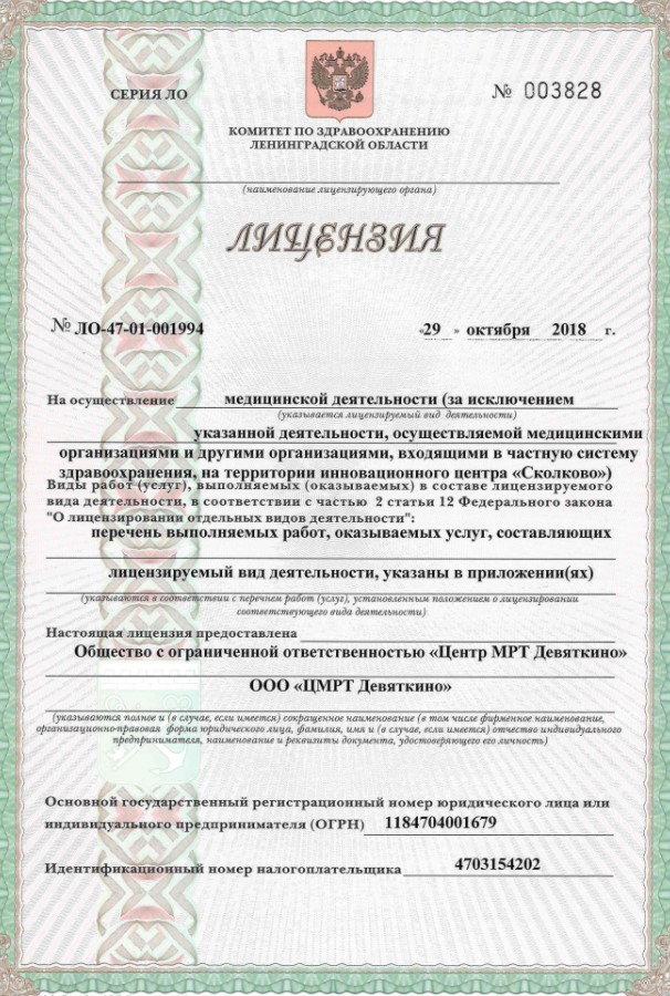 Лицензия ЦМРТ в Мурино