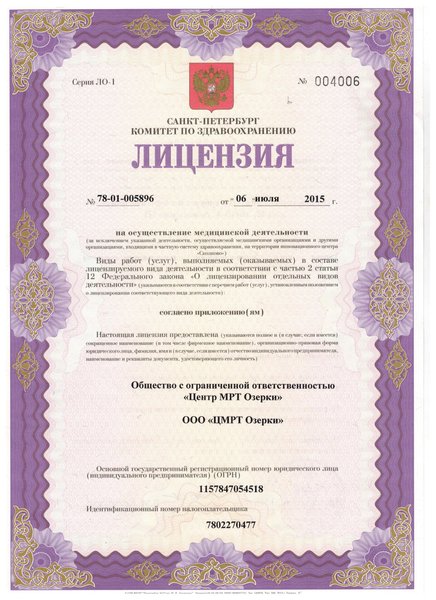 Лицензия ЦМРТ на Выборгском