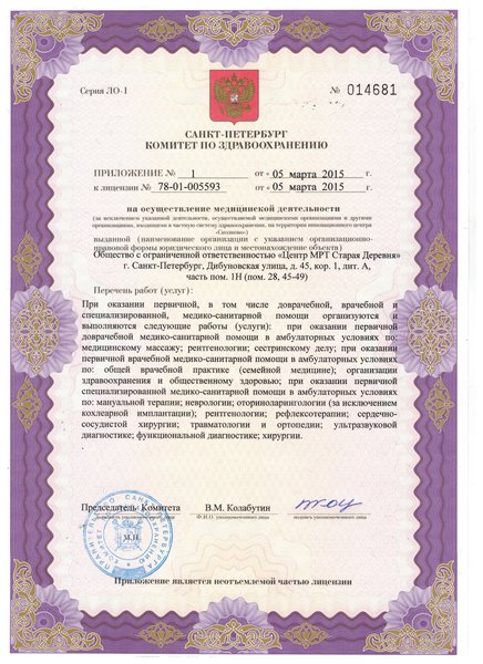 Лицензия ЦМРТ на Дибуновской
