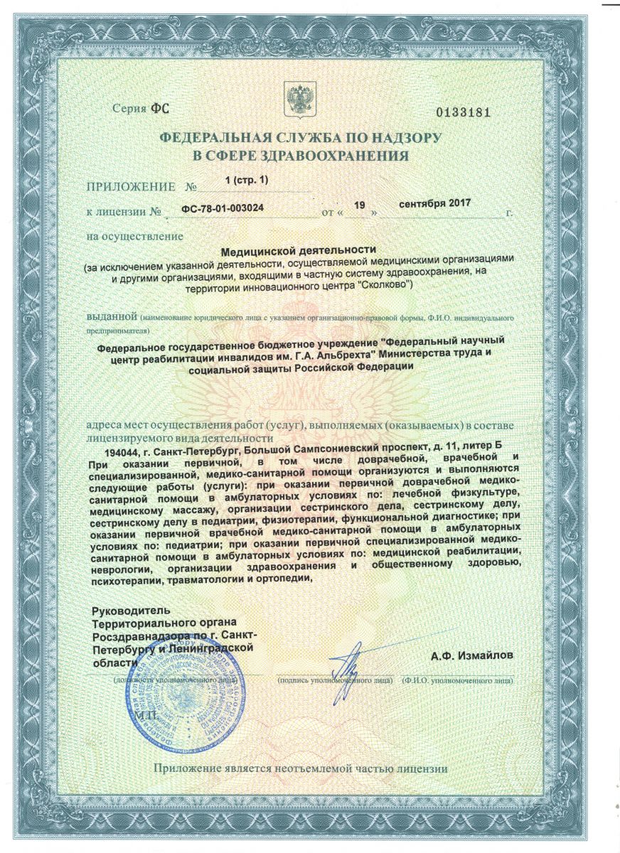 Лицензия Центр им Альбрехта