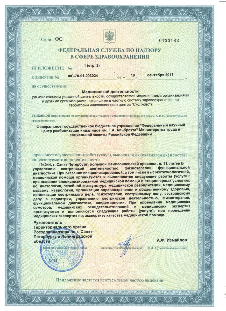 Лицензия Центр им Альбрехта