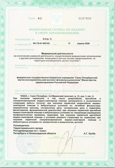 Лицензия НИИФ на Муринском