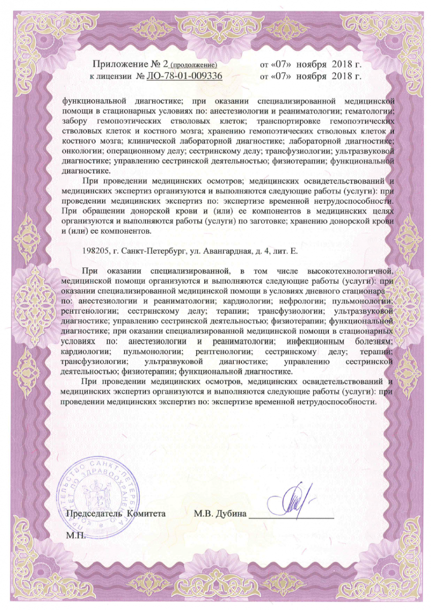 Лицензия Городская больница 15 на Авангардной