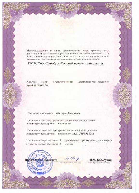 Лицензия Городская больница 4 Святого Георгия