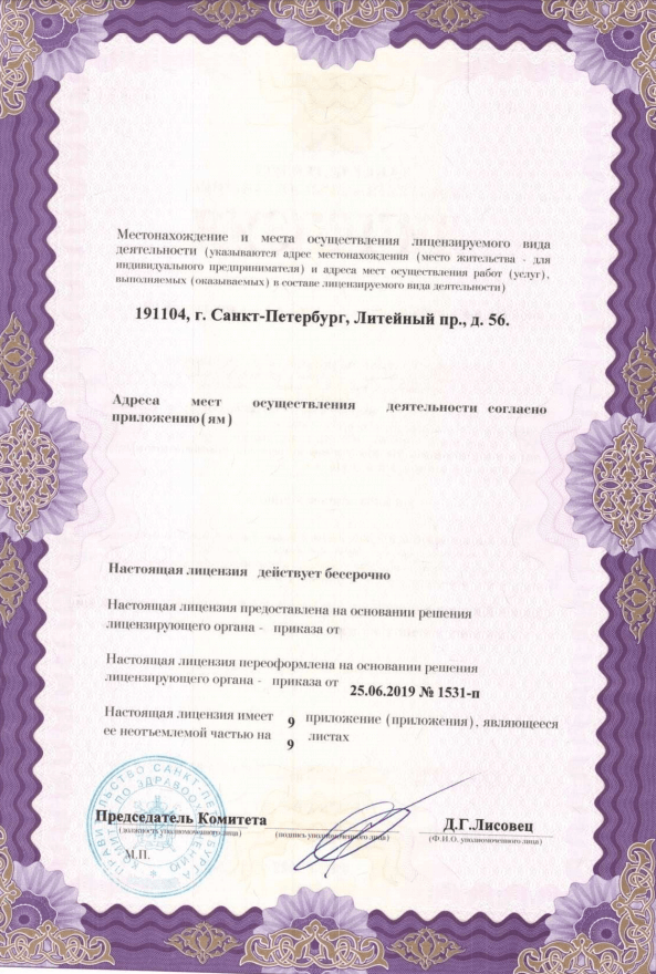 Лицензия Мариинская больница