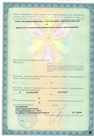Лицензия Клиника им Эйхвальда на Кирочной