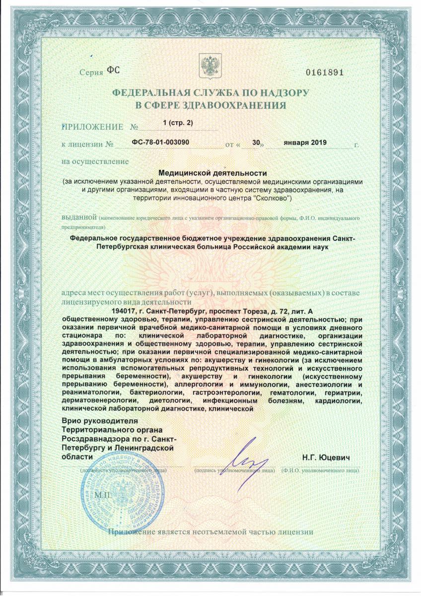Лицензия Больница РАН на Тореза