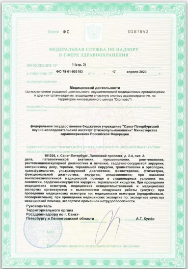 Лицензия НИИФ на Лиговском