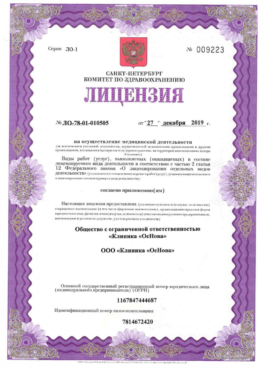 Лицензия Основа