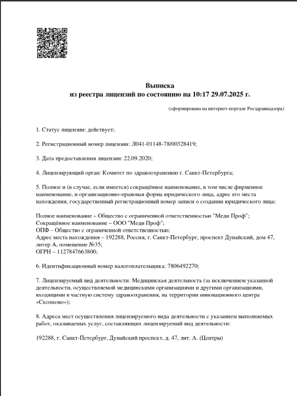 Лицензия СМ-клиника на Малой Балканской